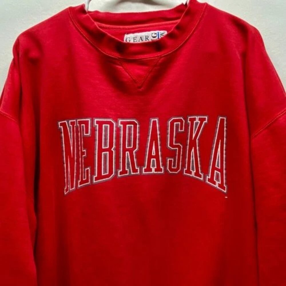 Vintage Nebraska Cornhuskers Sweatshirt Men's XXL Red 90s Gear For Sports Cotton - Picture 2 of 16